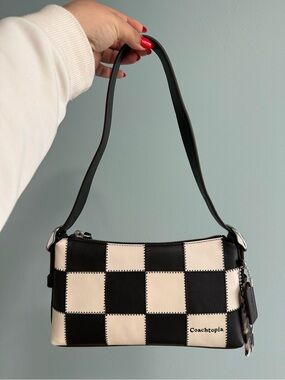 NWT Coachtopia Alter/Ego small slouchy should bag - checkered Black and White